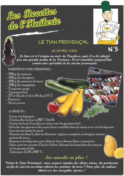 Recette de l'huilerie, le tian de légumes